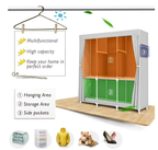 Portable Closet Organizer with Shelves Dustproof Non Woven Fabric Wardrobe Storage for Bedroom Home Space Saving Clothing Rack