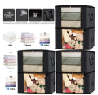 6 Pack Large Foldable Closet Organizer Storage Bags with Sturdy Handles for Comforters Blankets Bedding Black