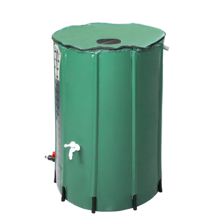 100 Gallon PVC Rain Barrel With Measuring Scale, Green