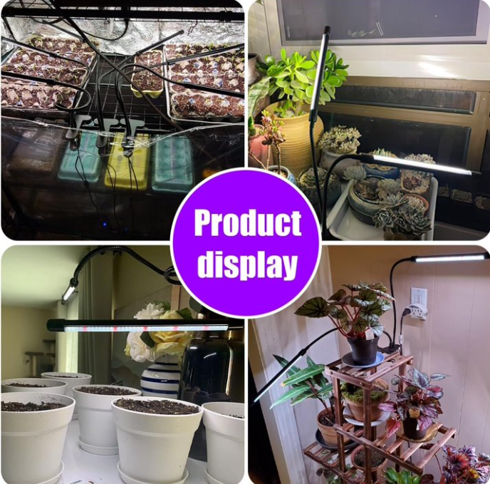 Full Spectrum LED Grow Light for Indoor Plants,full-spectrum supplemental lights, 5 Dimming Levels, 3/9/12H Auto On Off Timing Clip Plant Lamp