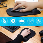 1 Black Pack Mouse Pad with Wrist Support, Ergonomic Gaming Mouse Pad Pain Relief, Portable Comfortable Mousepad for Computer, Laptop, Office, Home Non-Slip Base