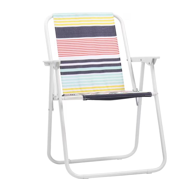 Colorful Striped Folding Beach Chair,Lightweight High Back Design,Portable for Camping & Lawn with Sturdy Armrests