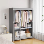 Portable Closet Organizer with Shelves Dustproof Non Woven Fabric Wardrobe Storage for Bedroom Home Space Saving Clothing Rack