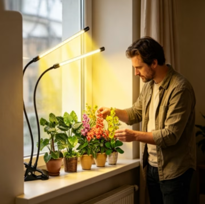 Full Spectrum LED Grow Light for Indoor Plants,full-spectrum supplemental lights, 5 Dimming Levels, 3/9/12H Auto On Off Timing Clip Plant Lamp
