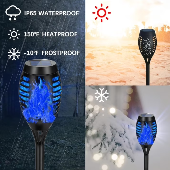 landscape lighting,Flame solar light,Flicker Solar light 4 pack Waterproof Solar Pathway Lights for Garden Lawn Patio Yard Outdoor