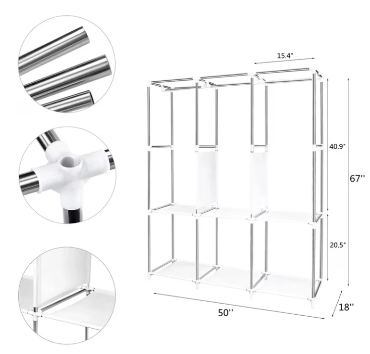 Portable wardrobe closet,portable closet For home bedroom adult wardrobe clothing rack shelf dustproof Non-woven fabric