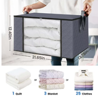 6 Pack Large Foldable Closet Organizer Storage Bags with Sturdy Handles for Comforters Blankets Bedding Grey