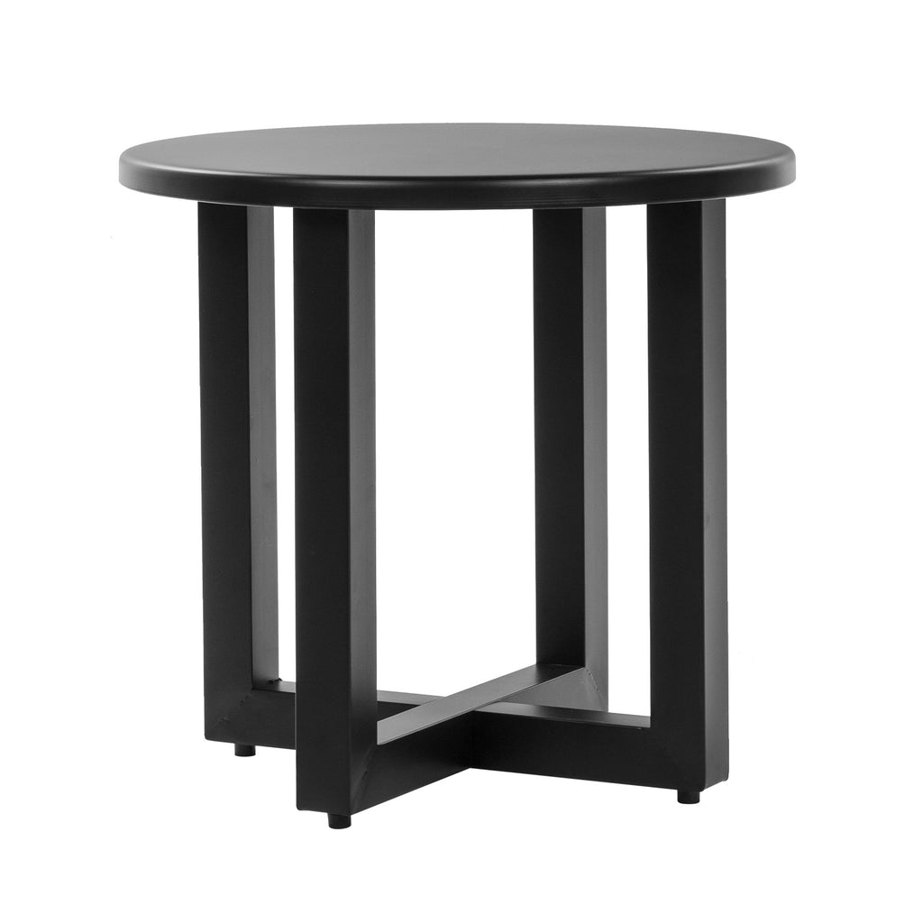 Round Metal Outdoor Table,All-Weather Black Patio Table for Garden,Deck or Balcony,Versatile Side Table,End Table & Bistro Table
